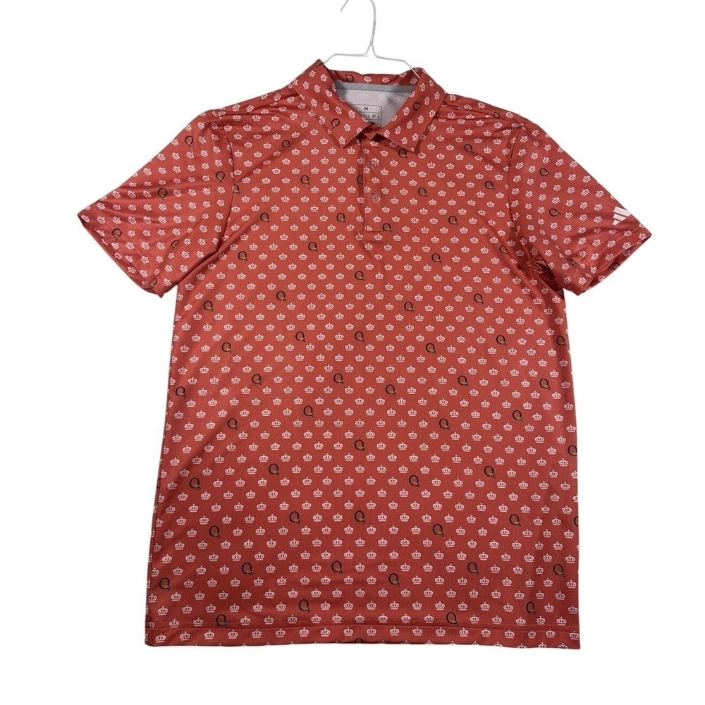 Adidas Mens Quail Hallow Charlotte Golf Polo Shirt Red Orange Performance Size M